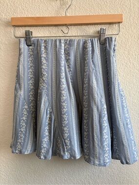 American Eagle Outfitters Blue Floral Stripe Skater Skirt